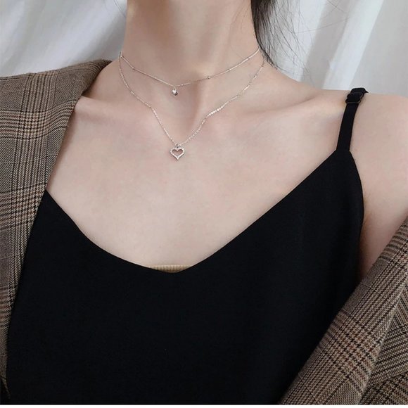 NEW 925 Sterling Silver Diamond Heart Necklace A - Picture 12 of 12